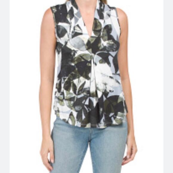 NWT Cable and gauge black and white botanical print sleeveless top - Picture 1 of 7